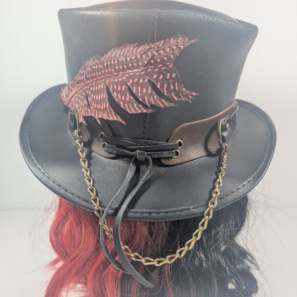 Women\'s Black Leather Top Hat, American Hat Makers, El Dorado, SR2 Hat Band main image 9
